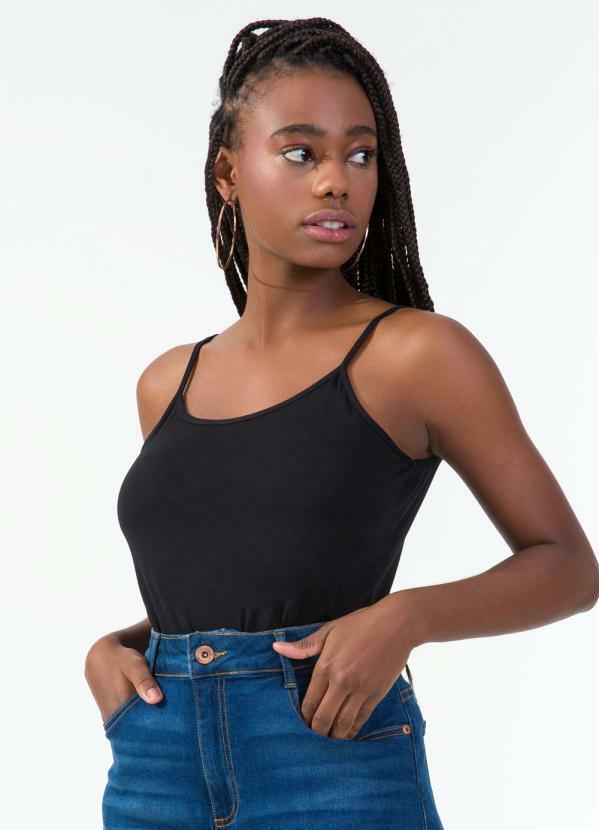 Blusa de Alças Feminina Básica Preto