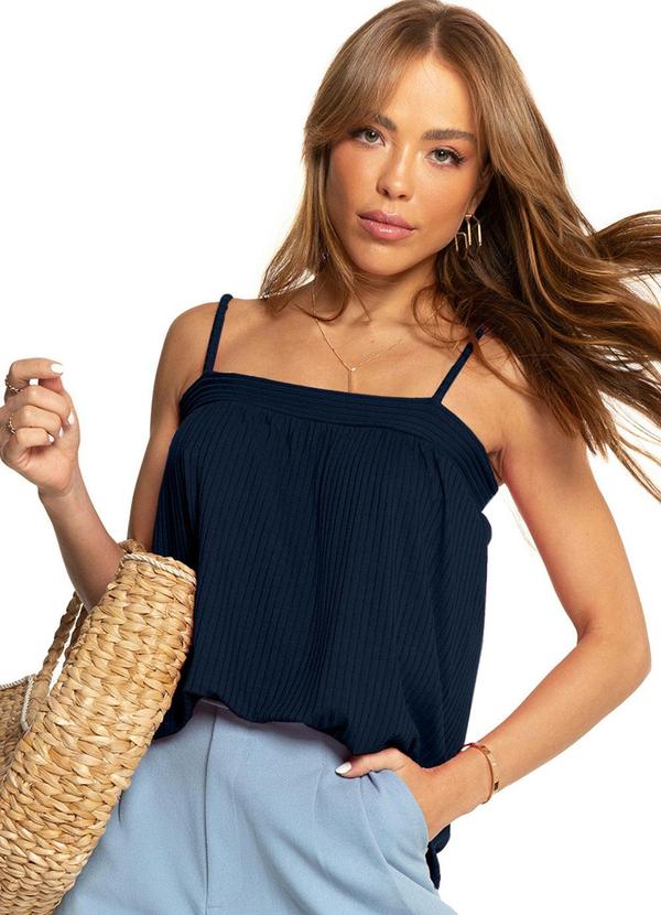 Blusa de Alças Feminina Reta Azul