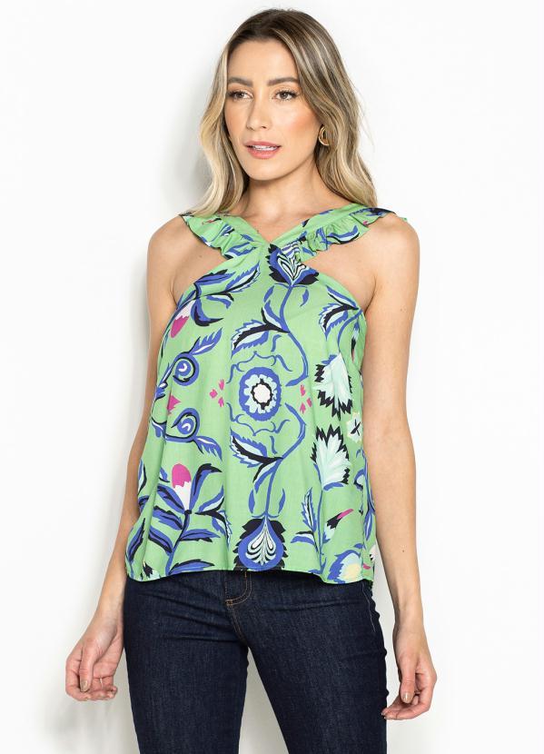 Blusa de Viscose Estampada Guadalupe Fresh Verde