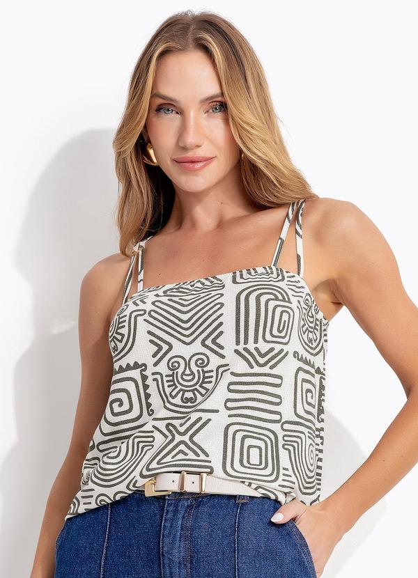 Blusa Étnico Verde em Malha de Viscose