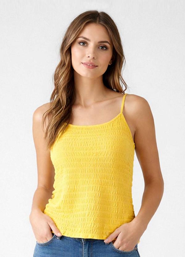 Blusa Feminina Alça Recorte nas Costas Amarelo