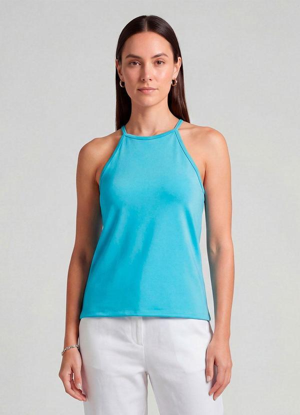 Blusa Feminina com Cava Americana Azul