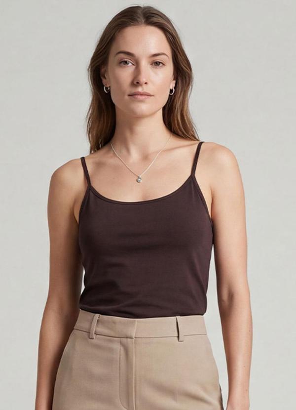 Blusa Feminina com Decote em V Marrom