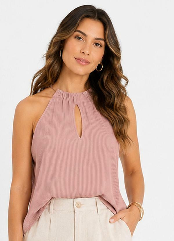 Blusa Feminina com Decote em V Rosa