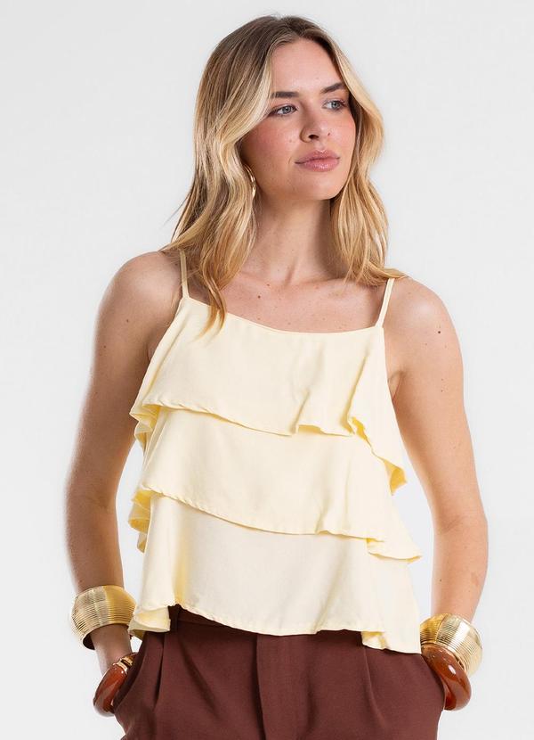 Blusa Feminina de Alça com Babados Amarelo