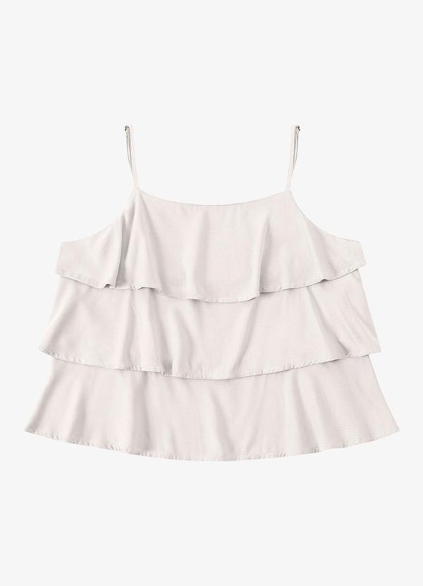 Blusa Feminina de Alça com Babados Bege