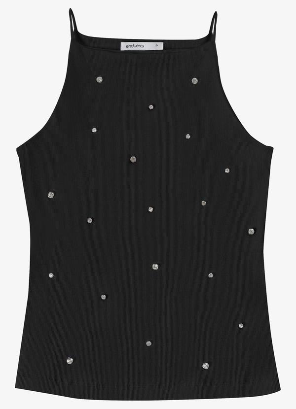 Blusa Feminina de Alça com Rebites Ribana Preto