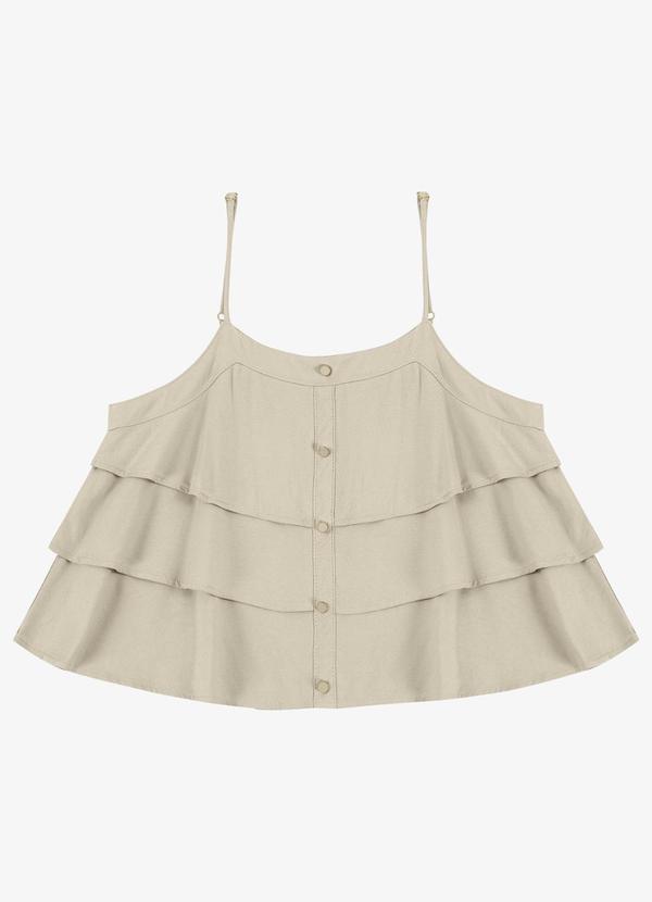Blusa Feminina de Alça Decote Quadrado Bege
