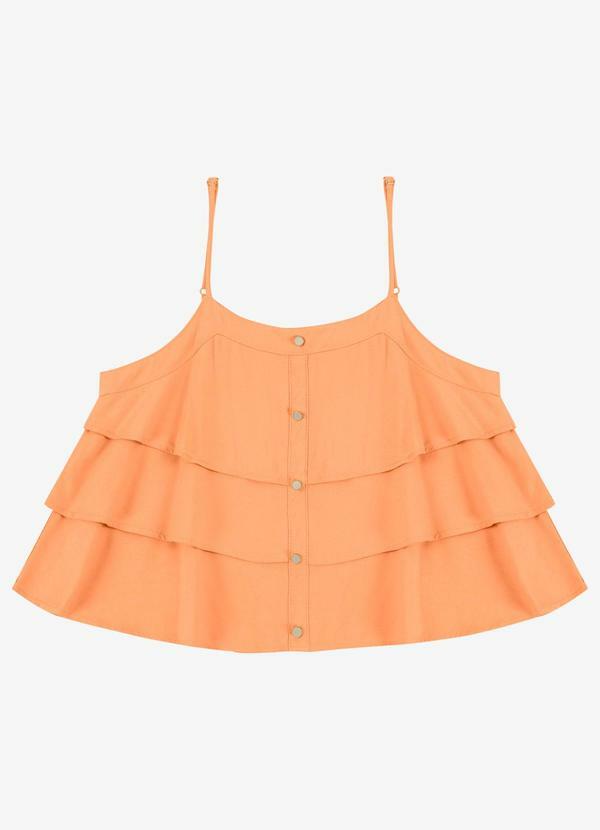Blusa Feminina de Alça Decote Quadrado Laranja