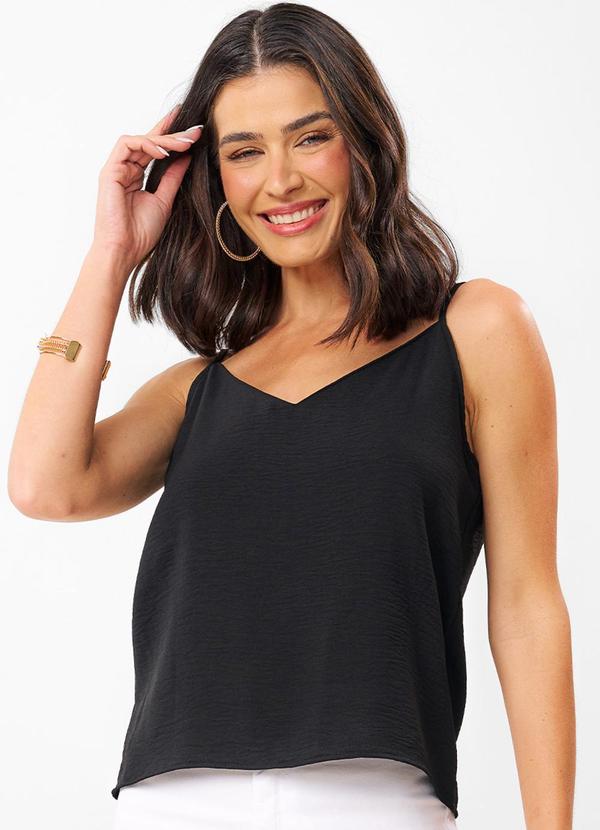 Blusa Feminina de Alça em Air Flow Básica Preto