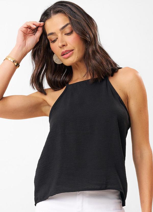 Vista 2 Blusa Feminina de Alça em Air Flow Preto Rovitex Rovitex