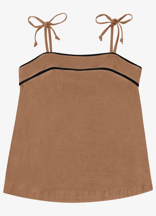 Blusa Feminina de Alça em Viscose Lisa Marrom