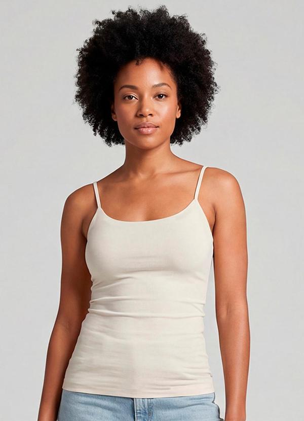 Blusa Feminina de Alça Poliamida Style Box Bege