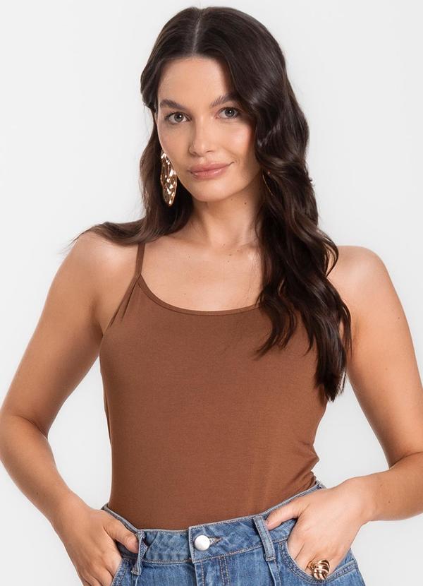 Blusa Feminina de Alças Básica Marrom