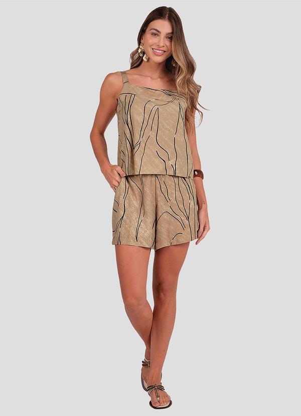 Blusa Feminina em Viscose Estampada Marrom