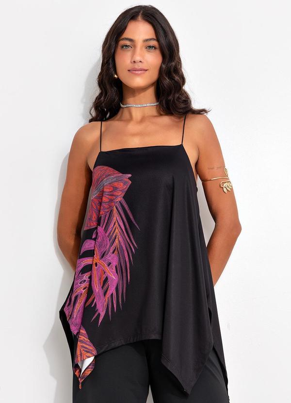 Vista 2 Blusa Folhagem Bordada Localizada em Malha Fria Quintess Quintess