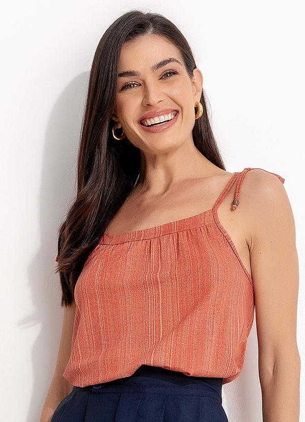 Blusa Listras Laranja em Malha de Viscose