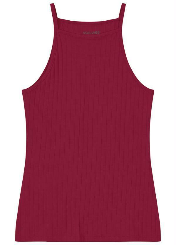 Vista 2 Blusa Malha Canelada Viscose Vermelho Malwee Malwee