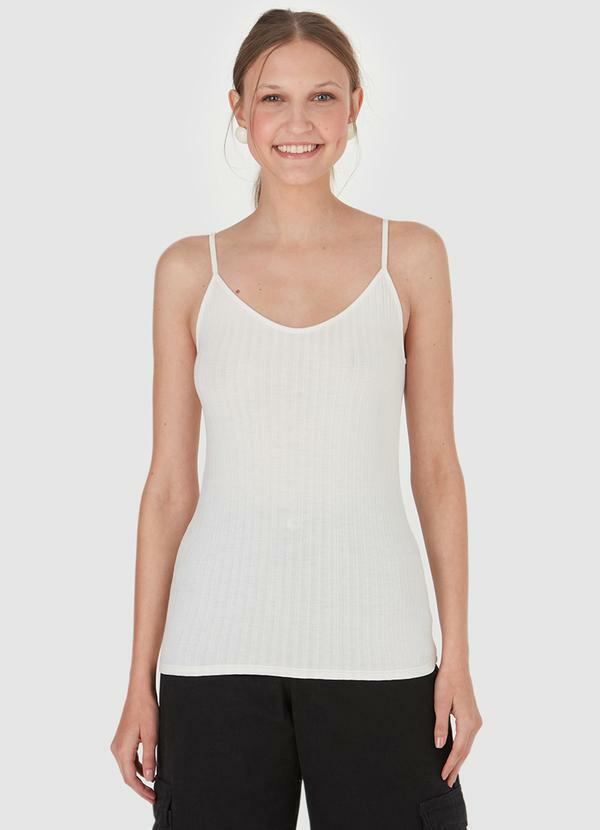 Blusa Off White Canelada Alcinha