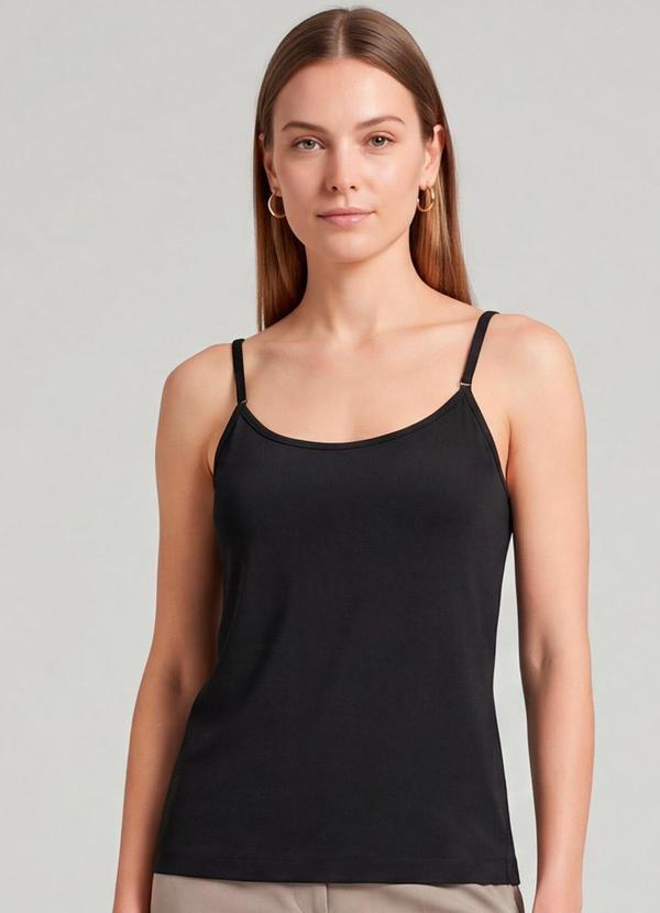 Blusa Regata em Poliamida com Bojo Preto