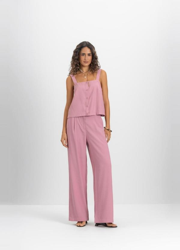 Blusa Regata Feminina em Alfaiataria Rosa