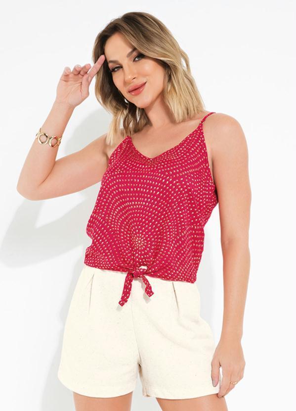 Blusa Rosa de Alças e Amarração na Barra Rovitex