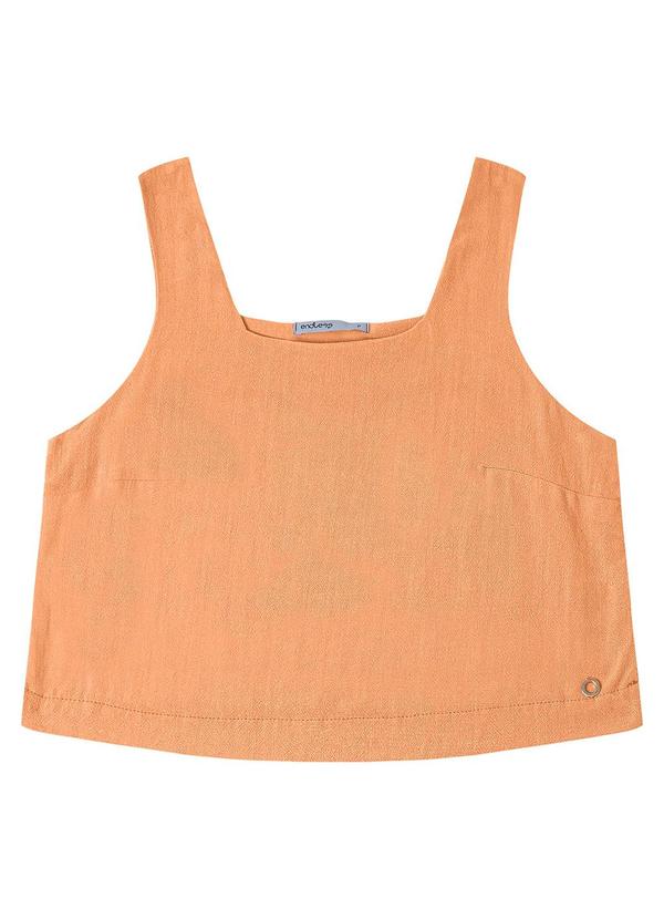 Regata Cropped Feminino em Linho Laranja