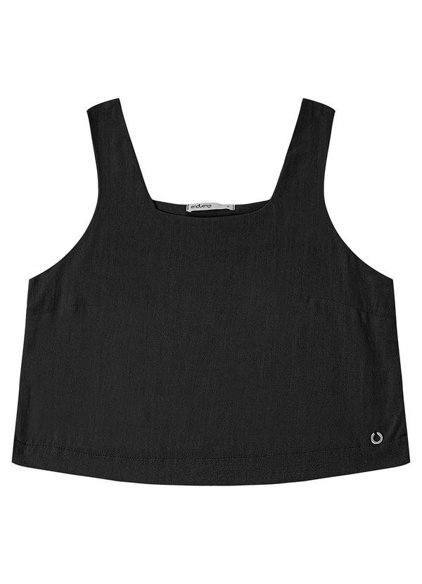Regata Cropped Feminino em Linho Preto