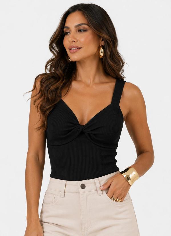 Regata Feminina com Decote Torcido Preto