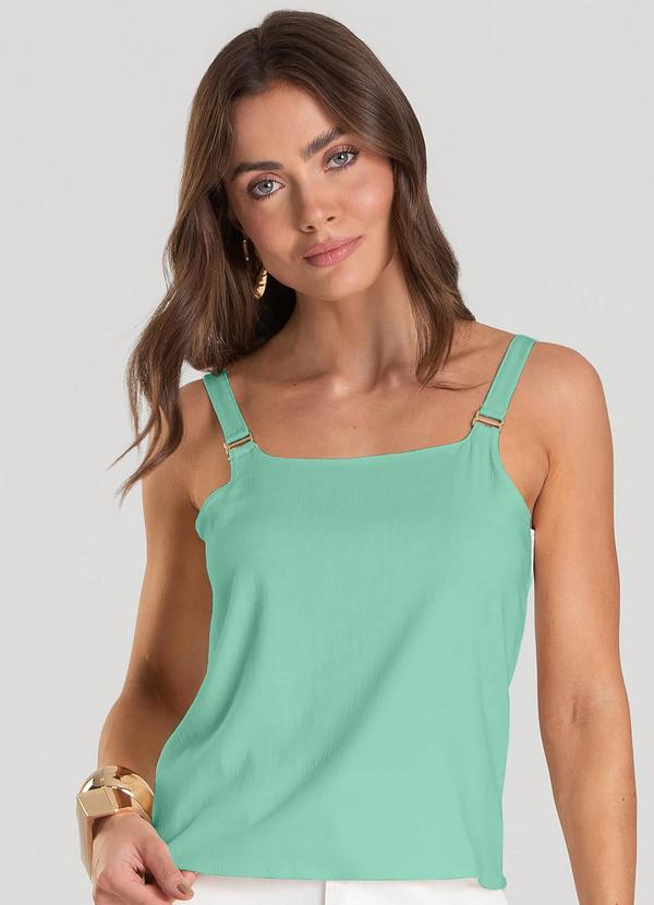Vista 2 Regata Feminina em Tecido de Viscose Verde Dianna Dianna