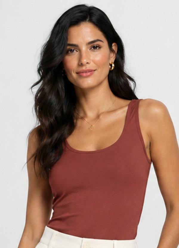 Regata Feminino Cotton 30 Básica Laranja