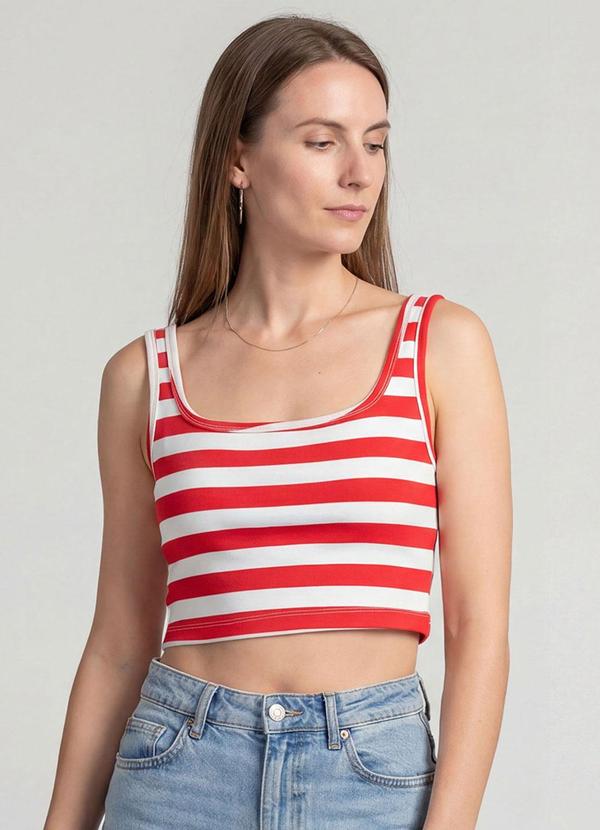 Top Feminino Regata em Ribana Vermelho