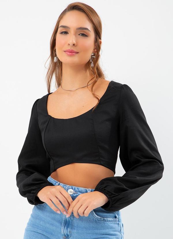 Top Manga Longa ViscolinhoPreto