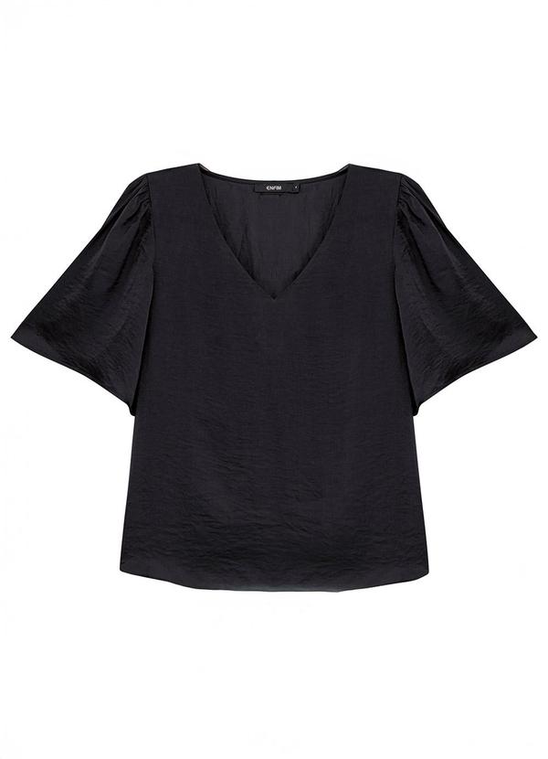 Blusa Ampla Acetinada Preto