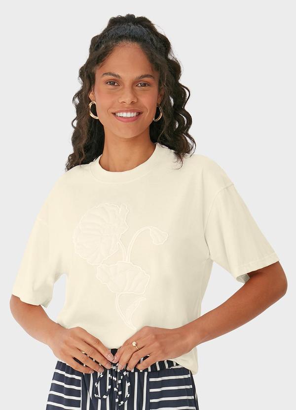 Vista 2 Blusa Ampla Bordada Off White Malwee Malwee
