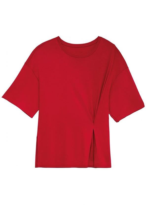 Blusa Ampla com Franzido Vermelho