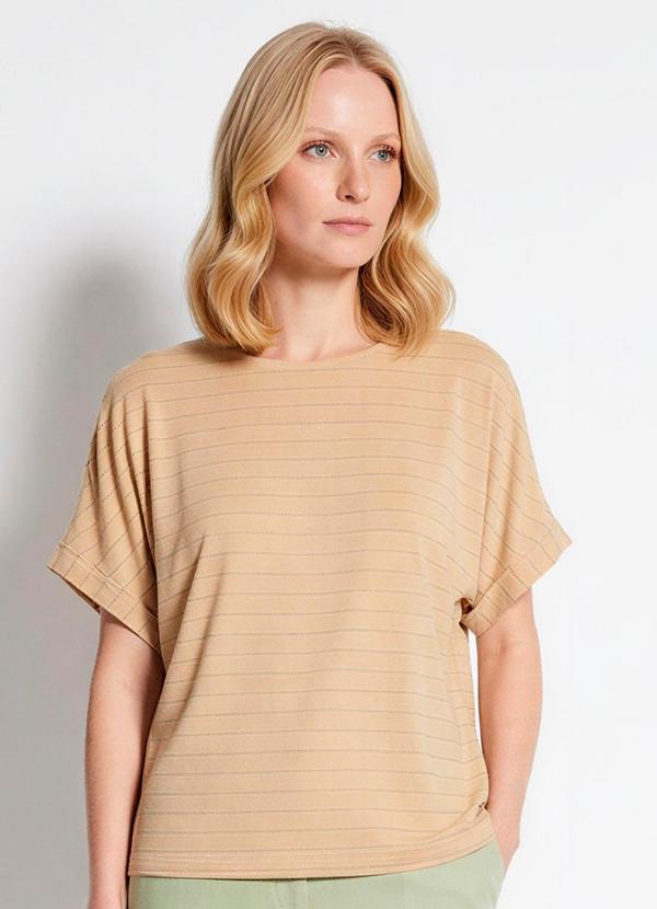 Vista 2 Blusa Ampla em Viscose Texturizada Bege Malwee Malwee