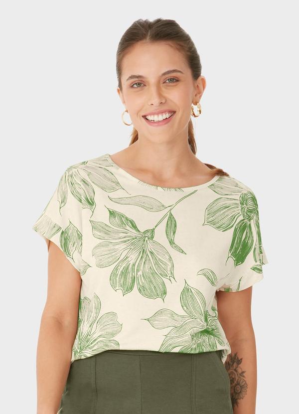 Vista 2 Blusa Ampla Floral em Viscolinho Verde Claro Malwee Malwee