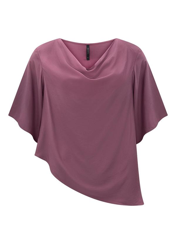 Blusa Assimétrica Alongada com Mangas 3/4 Bordo