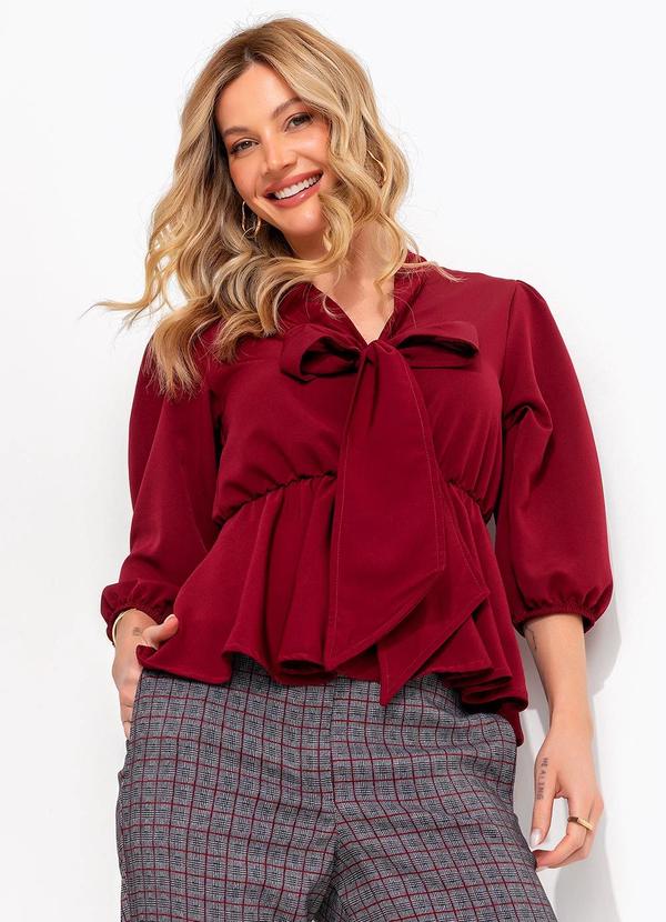 Blusa Bordô em Crepe Plano