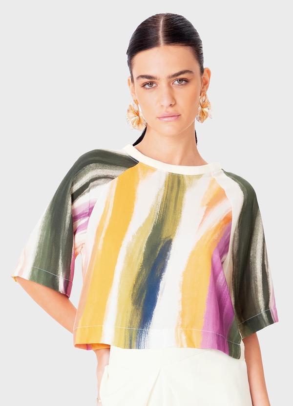 Vista 2 Blusa Box Abstrata Verde Enfim Enfim