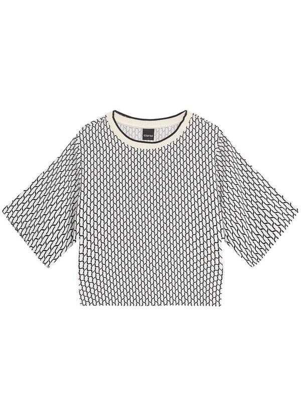 Blusa Box Geométrica em Viscose Branco