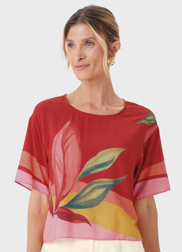 Vista 2 Blusa Box Tropical Vermelho Malwee Malwee