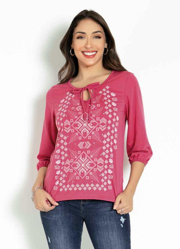 Vista 2 Blusa com Gota e Amarração Frontal Rosa Moda Pop Moda Pop