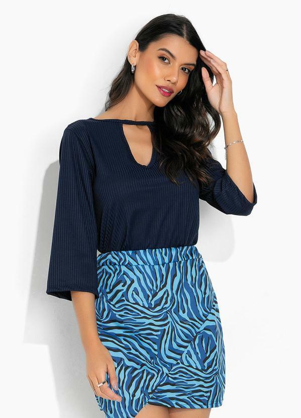 Blusa com Gota no Decote Marinho