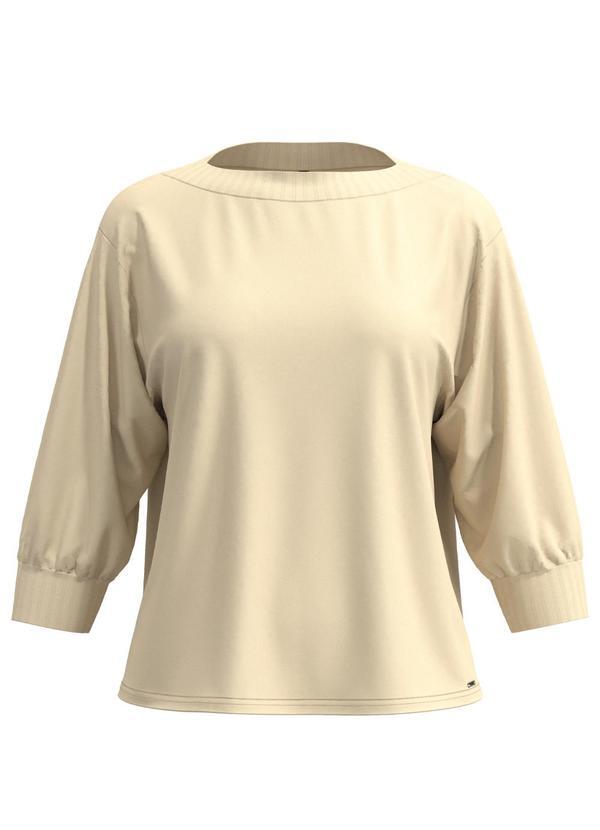 Blusa com Mangas 3/4 em Malha Responsável Bege