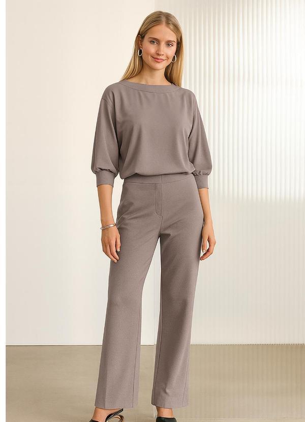 Blusa com Mangas 3/4 em Malha Responsável Cinza