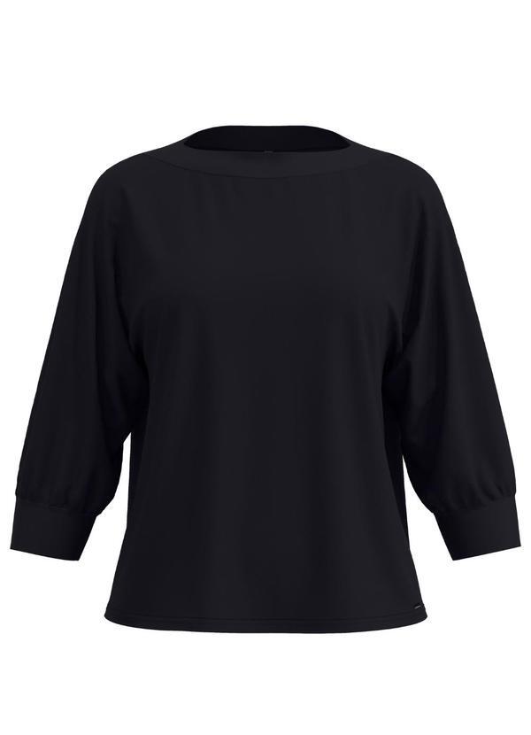 Blusa com Mangas 3/4 em Malha Responsável Preto