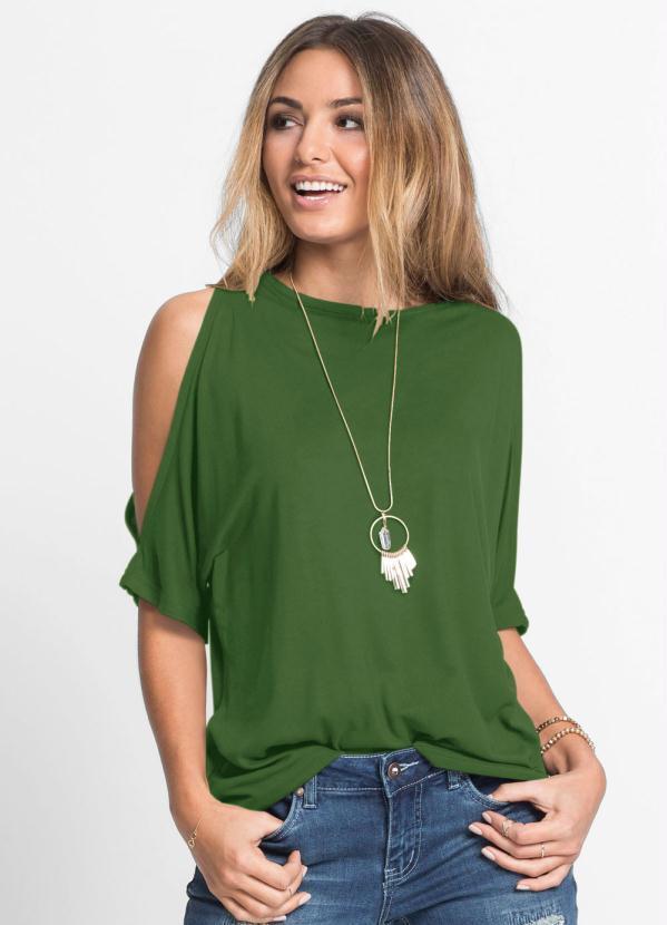 Vista 2 Blusa com Ombros Vazados Verde bonprix bonprix