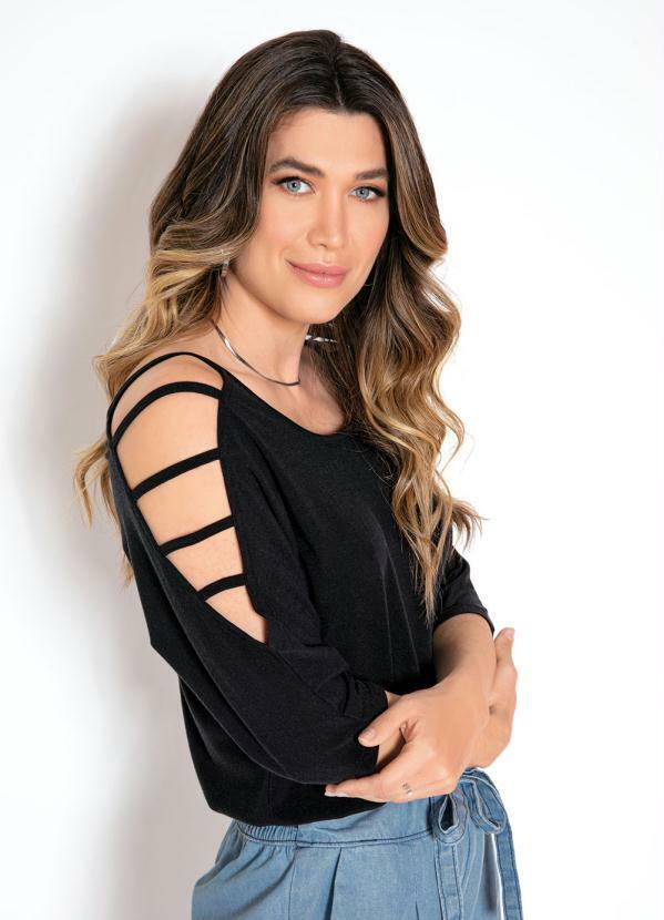 Vista 2 Blusa com Tiras nos Ombros Preta bonprix bonprix
